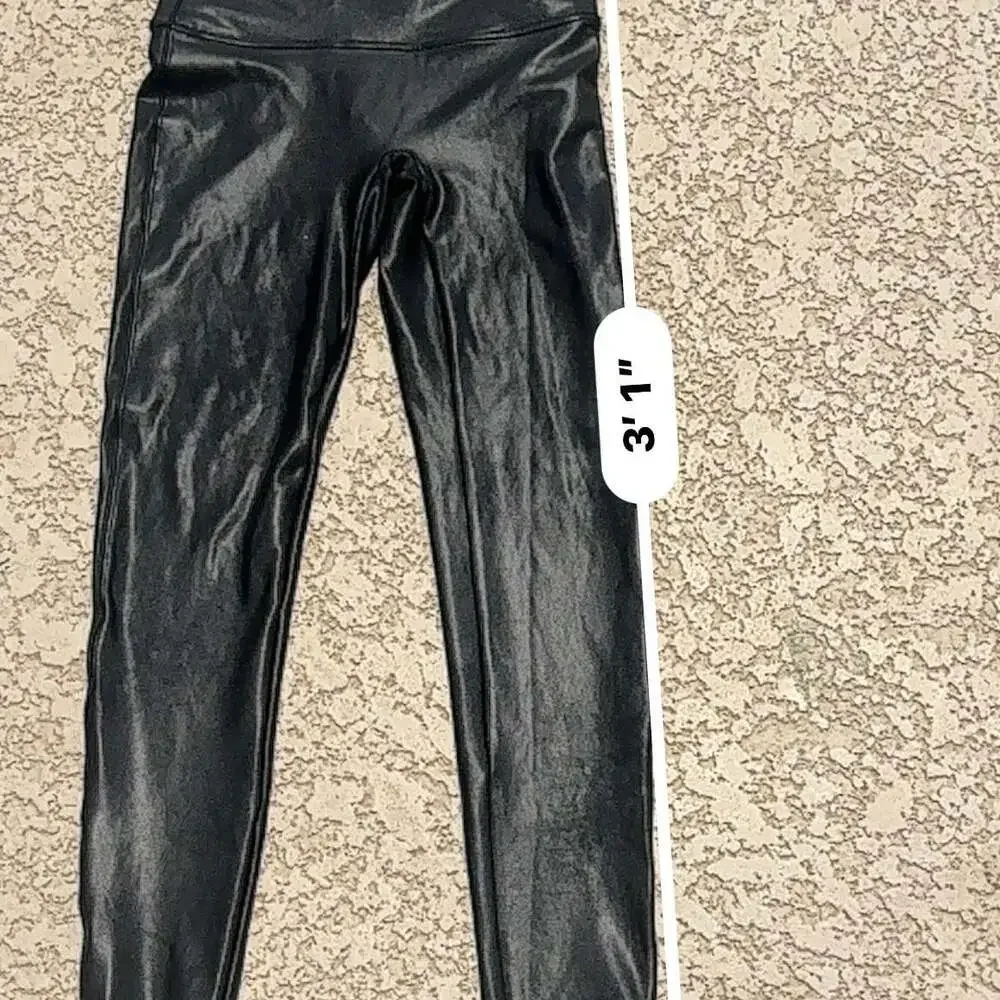 SPANX Faux Leather Leggings Black Size Large High Waist Shaping Style 2437